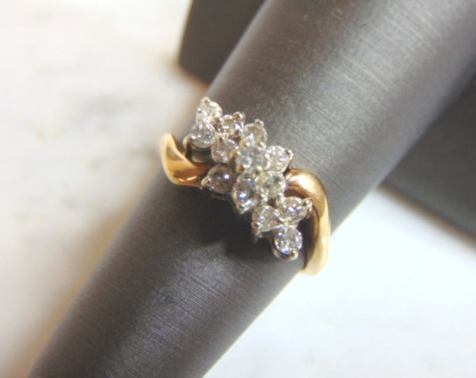 Vintage Estate Women's 14K Yellow Gold Diamond Cluster Ring, 3.2g E3346
