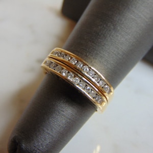Womens Estate 14K Yellow Gold &quot;I Love You&quot; Diamond Ring , 4.6g E3359