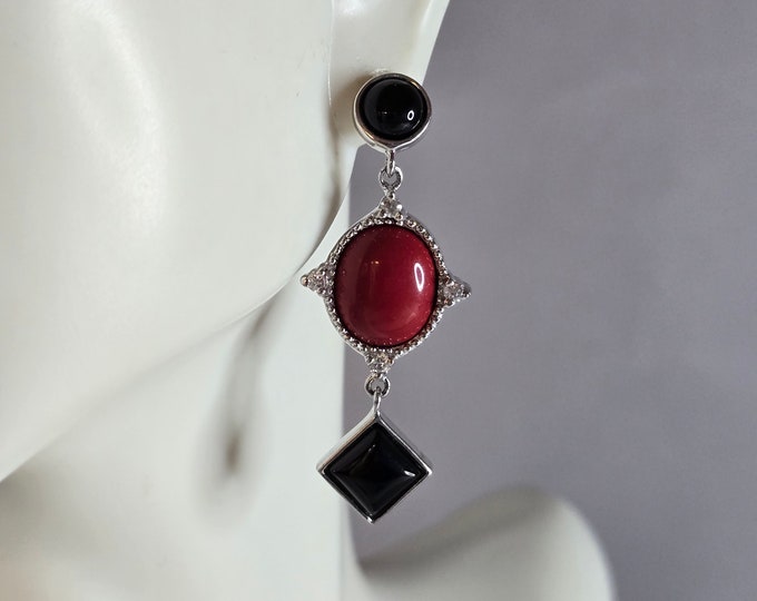 Womens Vintage Estate Sterling Silver Art Deco Style Earrings 8.7g E7798