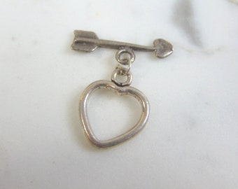 Vintage Estate Sterling Silver Heart Lapel T-Bar 1.7g E1451