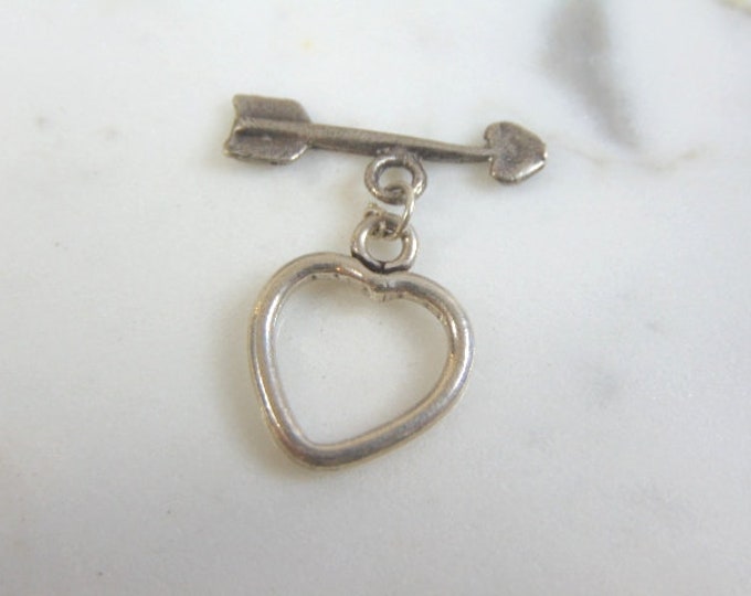 Vintage Estate Sterling Silver Heart Lapel T-Bar 1.7g E1451