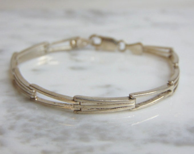 Womens Vintage Estate Sterling Silver Link Bracelet 9.7g E4877