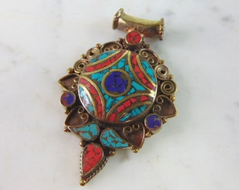 Womens Vintage Estate Sterling Silver Multi Stone Pendant 25.1g E5350