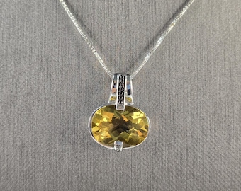 Womens Vintage Estate Sterling Silver Modernist Pendant Necklace 7.2g E7618