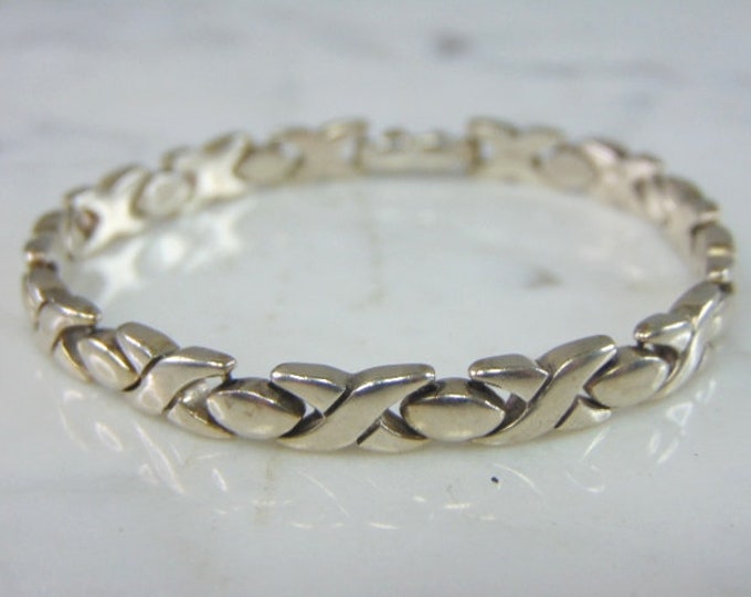 Womens Vintage Estate Sterling Silver Modernist Bracelet 21.6g E2248