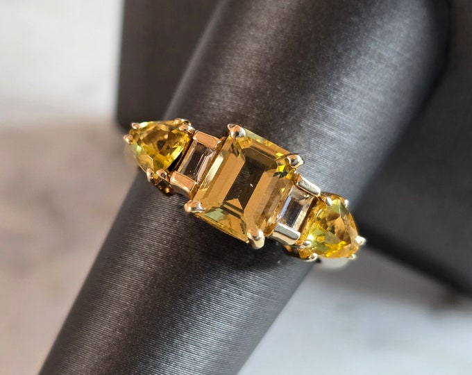 Womens Vintage Estate 14K Gold Beryl Ring 3.8g E7187