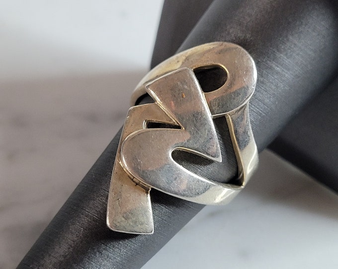Womens Vintage Estate Sterling Silver Modernist Ring 9.4g E7053