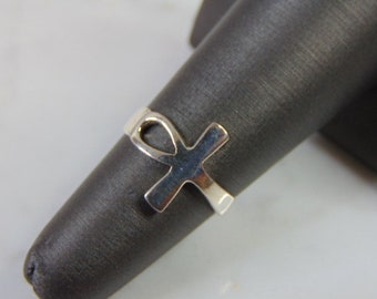 Womens Vintage Estate Sterling Silver Ankh Ring 1.5g E5154