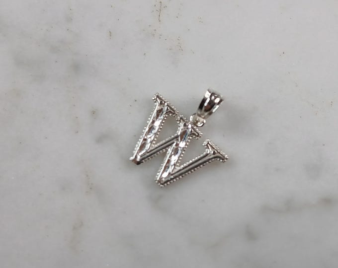 Womens Sterling Silver Initial Letter " W " Pendant 0.3g E6089