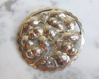 Womens Vintage Estate Sterling Silver Floral Brooch 19.4g E4928