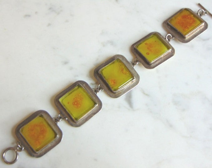 Womens Vintage Estate Sterling Silver Modernist Bracelet 40.7g E5808