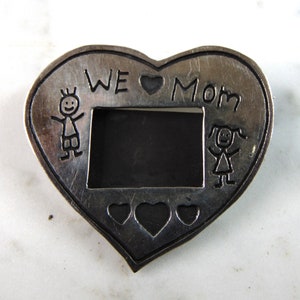 Womens Vintage Estate Sterling Silver Heart Picture Brooch 6.7g E1903