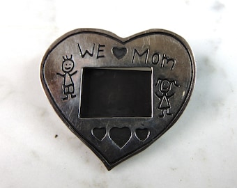 Womens Vintage Estate Sterling Silver Heart Picture Brooch 6.7g E1903