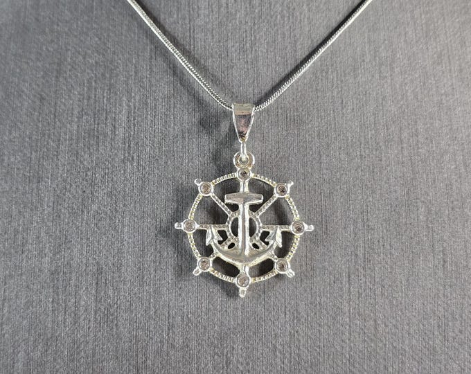 Vintage Estate Sterling Silver Maritime Anchor Pendant Necklace 6.8g E6627