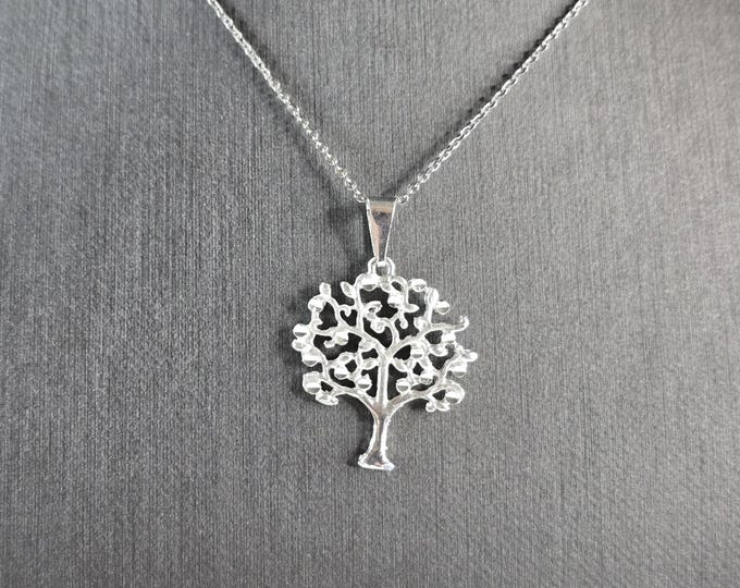 Womens Vintage Sterling Silver Tree Of Life Pendant Necklace 4.0g E5815