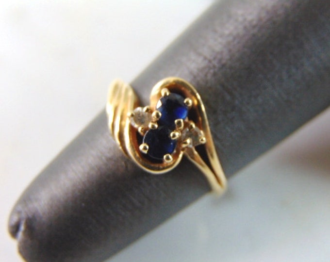 Womens Vintage Estate 14K Yellow Gold Sapphire Diamond Ring 2.1g #E3422