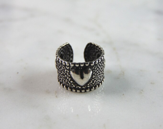 Womens Vintage Estate Sterling Silver Heart Ear Cuff Earring 1.0g E934
