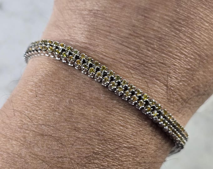 Womens Vintage Estate 14K Gold Yellow Diamond Bracelet 12.9g E4778