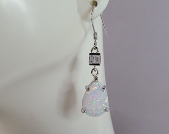 Womens Sterling Silver Modernist Opal Earrings 3.3g E2439