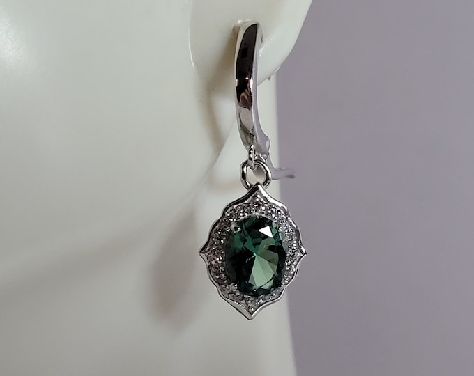 Womens Estate Sterling Silver Modernist CZ Earrings 4.8g E3736