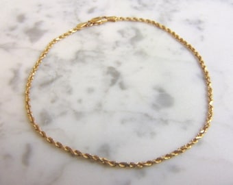 Womens Vintage Estate 14K Yellow Gold Fine Rope Bracelet 4.2g E3058