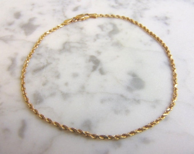 Womens Vintage Estate 14K Yellow Gold Fine Rope Bracelet 4.2g E3058