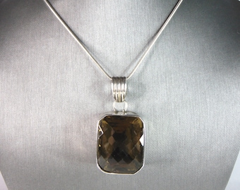 Womens Vintage Estate Sterling Silver Modernist Pendant & Necklace 39.7g E6367