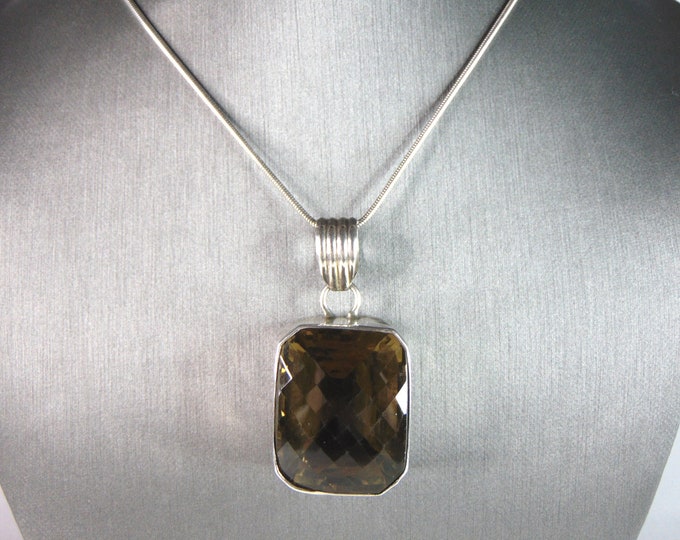 Womens Vintage Estate Sterling Silver Modernist Pendant & Necklace 39.7g E6367