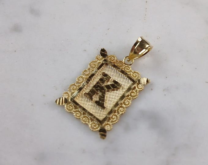 Womens Sterling Silver Gold Tone Initial Letter " K " Pendant 1.3g E7256