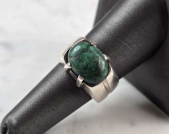Womens Vintage Estate Sterling Silver Southwestern Turquoise Ring 15.8g E609