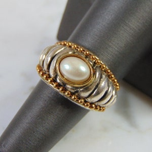 Womens Vintage Estate Sterling Silver Pearl Ring 11g E5023