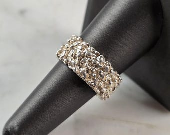 Mens Vintage Estate Sterling Silver Nugget Style Ring 10.1g E899