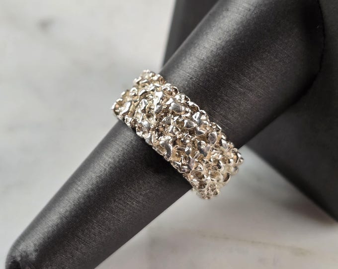 Mens Vintage Estate Sterling Silver Nugget Style Ring 10.1g E899