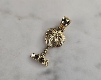Womens Vintage Estate 14K Yellow Gold Palm Tree Pendant 1.1g E4845