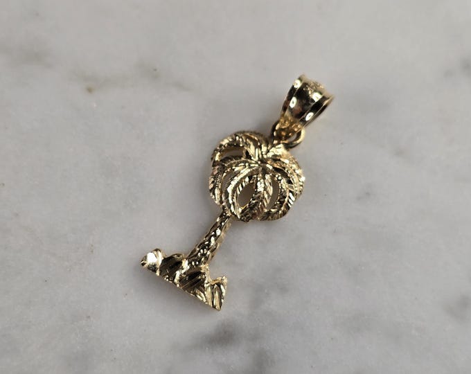 Womens Vintage Estate 14K Yellow Gold Palm Tree Pendant 1.1g E4845
