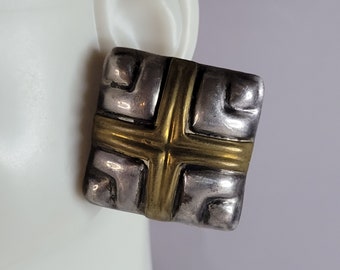 Pr Womens Vintage Estate Sterling Silver w/ Gold Tone Earrings 18.8g E3656