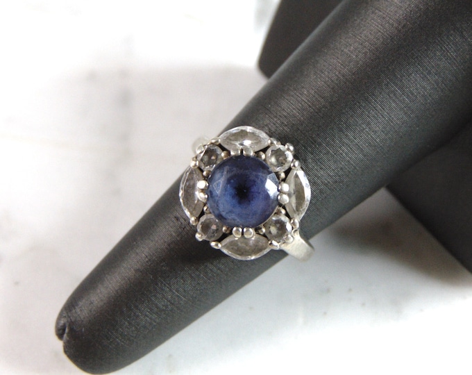 Womens Vintage Estate Sterling Silver Modernist CZ Ring 4.5g E6039