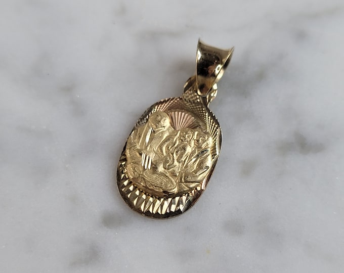 Vintage Estate 14K Yellow White & Rose Gold Religious Pendant 1.2g E2299