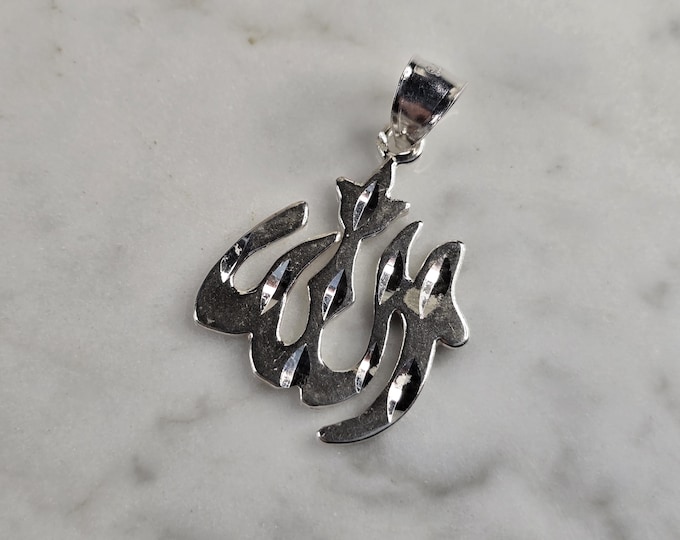 Vintage Estate Sterling Silver Muslim Allah Pendant 3.2g E4873