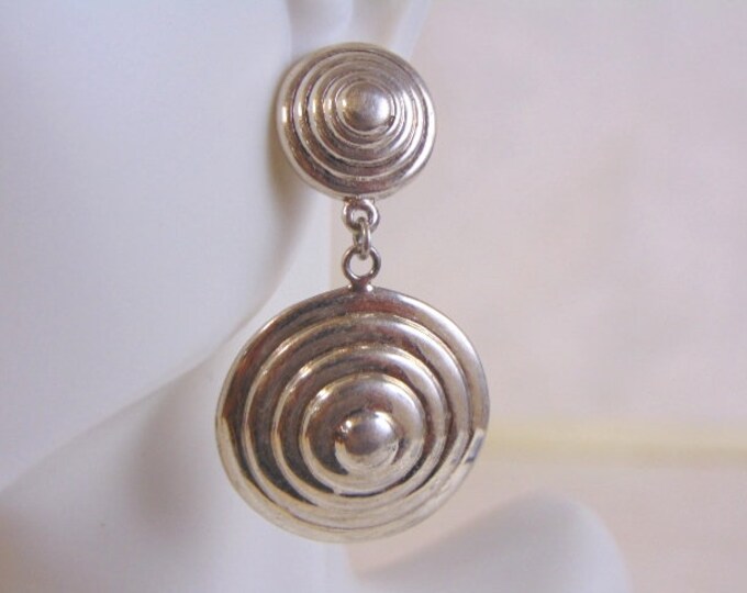 Womens Vintage Estate Sterling Silver Modernist Dangle Earrings 12.2g E4345