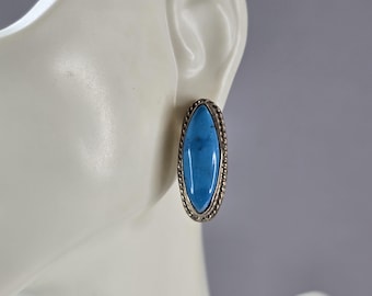 Womens Vintage Estate Sterling Silver Southwestern Turquoise Earrings 6.0g E526