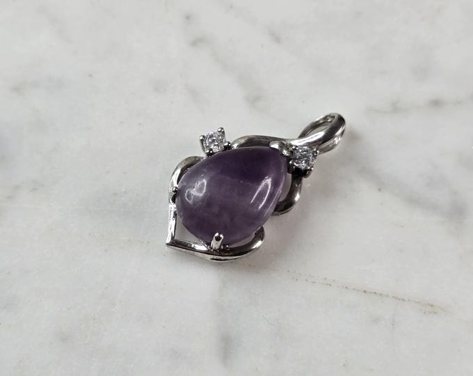 Womens Estate Sterling Silver Modernist Amethyst Pendant 3.4g E888
