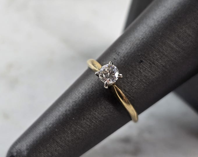 Womens Vintage Estate 18K Yellow Gold Diamond Engagement Ring 2.1g E5726