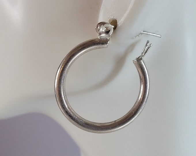 Womens Vintage Estate Sterling Silver Hoop Earrings 3.6g E1369