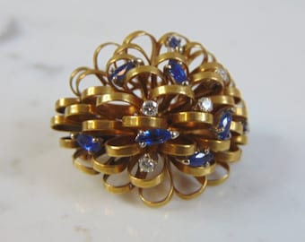 Womens Vintage Estate 18K Gold Modernist Brooch 13.9g E3201