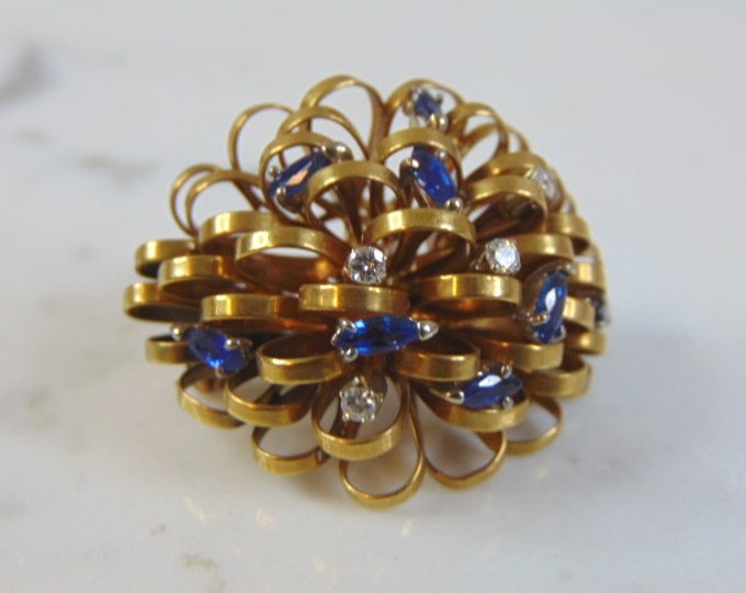 Womens Vintage Estate 18K Gold Modernist Brooch 13.9g E3201