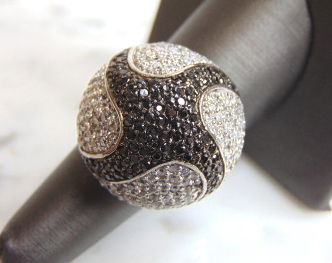 Womens Vintage Estate Sterling Silver CZ Stones Ring 16.3g E4893