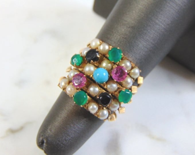 Womens Vintage Estate 14k Yellow Gold Multi-Stone Ring 5.7g E3055