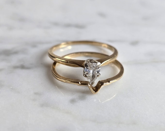 Womens Vintage Estate 14K Yellow Gold, .50cts Diamond Ring, 2.8g E7394