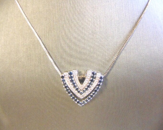 Women's Sterling Silver Necklace W/ CZ Stones 10.8g #E3950